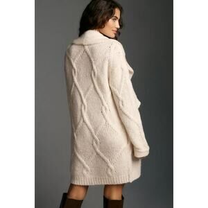 NWT Anthropologie Cream Cable Knit Open-Front Cardigan Sweater Sz S